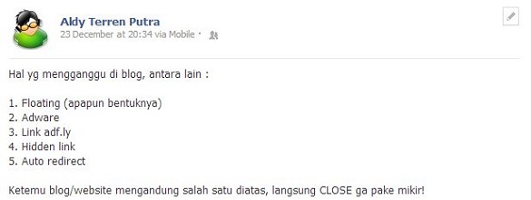 Beberapa Hal Yang Mengganggu Pengunjung Blog