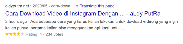 Hasil Menampilkan Rating Bintang