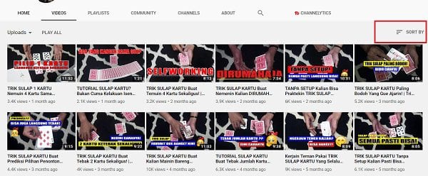 Buka Tab Videos Channel