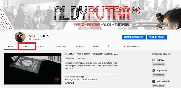 Buka URL Channel Youtube
