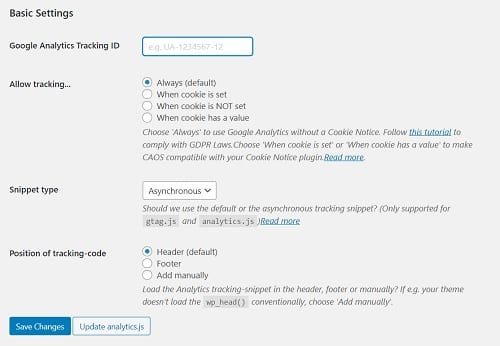 Setting Caos Plugin